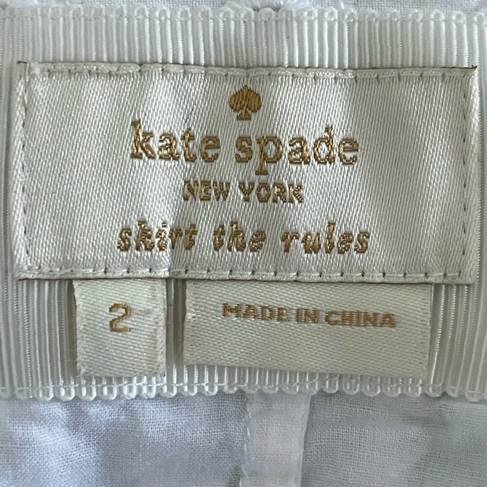 Kate Spade Set - White Eyelet Short Sleeve Button-Up Shirt and Skirt - Size S